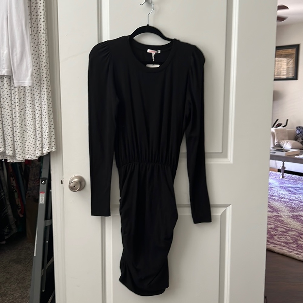 Sundry Puff Sleeve Shirred Dress
